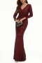 xs-3xl plus size new stylish 3 colors slight stretch zip-up sequins high quality elegant maxi dress(with lined)_Rose Red