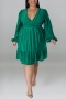 xl-5xl plus size autumn new stylish 6 colors v-neck long sleeves micro elastic casual midi dress_Black_Red_Rose Red_Pink_Yellow_Green