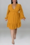 xl-5xl plus size autumn new stylish 6 colors v-neck long sleeves micro elastic casual midi dress_Black_Red_Rose Red_Pink_Yellow