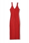 early autumn new 5 colors slight stretch sling stylish knitted midi dress_Black_Red