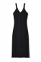 early autumn new 5 colors slight stretch sling stylish knitted midi dress_Black
