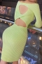 autumn new 6 colors slight stretch backless hollow out sexy bodycon knitted high quality midi dress_Black_Light Green