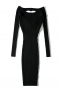 autumn new 6 colors slight stretch backless hollow out sexy bodycon knitted high quality midi dress_Black