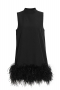 early autumn new three colors feather decor slight stretch sleeveless zip-up back stylish high quality mini dress_Black