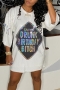 summer new stylish 3-colors letter printing sequins slight stretch loose plus size casual mini dress_Black_White