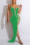 plus size five colors high quality rhinestone sleeveless slight stretch irregular maxi dress_White_Red_Blue_Yellow_Green