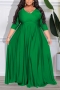 l-4xl plus size autumn new stylish simple solid color 8 colors slight stretch zip-up v-neck casual maxi dress_Black_White_Dark Purple_Red_Sky Blue_Blue_Dark Blue_Green