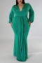 l-4xl plus size autumn new stylish 5 colors solid color slight stretch long sleeves deep v sexy maxi dress_Purple_Dark Purple_Brown_Yellow_Green