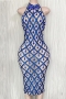 early autumn new three colors see through mesh rhinestone & sequin decor high stretch sleeveless zip-up back sexy bodycon high quality midi dress(size run small)_Blue