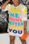 summer stylish 5 colors sequins multicolor letter printing slight stretch loose plus size casual mini dress_Black_White