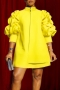 s-4xl plus size autumn new stylish 3 colors patchwork shirring slight stretch zip-up loose casual high quality mini dress_Purple_Magenta_Yellow