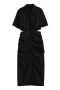 xs-l summer new stylish 8 colors non-stretch hollow single-breasted slim sexy midi dress_Black