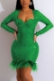 m-2xl plus size sequin fuzzy decor square neck slight stretch sexy mini dress_Rose Red_Gold_Silver_Green