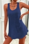 plus size slight stretch solid color sleeveless simple a-line mini dress_Black_White_Dark Green_Rose Red_Beige_Sky Blue_Dark Blue