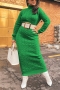 plus size 6 colors twist knitted slight stretch casual midi dress(without belt)_Black_Rose Red_Blue_Magenta_Orange_Green