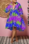 inelastic 3 colors plus-size positioning printing midi shirt dress_Purple