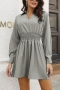 three colors chiffon non-stretch smocked waist casual mini dress_Black_Gray