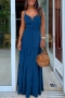 s-3xl stretch plus-size sling 5 colors button maxi dress(with belt)_White_Red_Blue