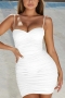 xs-l slight stretch sling shirring bodycon sexy mini dress_Black_White