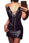 xs-l non-stretch 3 colors sequins rhinestone slit sexy hot mini dress_Black