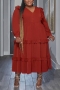 l-4xl plus size non-stretch 6 colors solid color ruffle loose casual midi dress_Black_Dark Green_Red