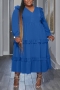 l-4xl plus size non-stretch 6 colors solid color ruffle loose casual midi dress_Black_Dark Green_Red_Beige_Blue