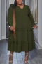 l-4xl plus size non-stretch 6 colors solid color ruffle loose casual midi dress_Black_Dark Green