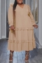 l-4xl plus size non-stretch 6 colors solid color ruffle loose casual midi dress_Black_Dark Green_Red_Beige