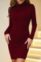xs-l slight stretch long sleeve bodycon sexy mini dress_Black_Rose Red