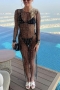 stretch see-through mesh pearl rhinestone sexy maxi dress_Black