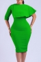 plus size slight stretch solid color slit zip-up simple midi dress_Blue_Darkviolet_Green