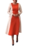 new 3 colors stretch contrast color pocket stylish casual midi dress_Blue_Orange