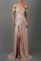 slight stretch 3-colors sequins off-shoulder high slit zip-up sexy maxi dress_Rose Red_Dark Blue_Champagne
