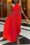 plus size slight stretch one-shoulder hollow pleated stylish maxi dress_Black_White_Purple_Dark Purple_Dark Green_Red