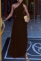 plus size slight stretch one-shoulder hollow pleated stylish maxi dress_Black