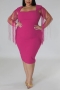 plus size slight stretch solid zip-up tassel slit padded stylish midi dress_Black_Dark Green_Red_Blue_Magenta