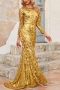 s-5xl plus size slight stretch sequin zip-up elegant maxi dress_Purple_Gold