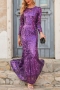 s-5xl plus size slight stretch sequin zip-up elegant maxi dress_Purple