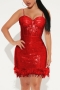 plus size slight stretch zip-up slim fuzzy sequins sling sexy mini dress_Black_Dark Green_Red