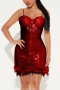 plus size slight stretch zip-up slim fuzzy sequins sling sexy mini dress_Black_Dark Green_Red_Rose Red