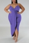plus size slight stretch 9-colors solid color sling irregular sexy maxi dress_Black_White_Red_Sky Blue_Blue_Magenta_Darkviolet_Green_Light Purple