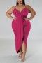 plus size slight stretch 9-colors solid color sling irregular sexy maxi dress_Black_White_Red_Sky Blue_Blue_Magenta