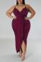 plus size slight stretch 9-colors solid color sling irregular sexy maxi dress_Black_White_Red_Sky Blue_Blue_Magenta_Darkviolet