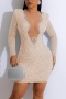 sexy plus size slight stretch rhinestone mesh patchwork shoulder pad mini dress_Black_Sky Blue_Beige