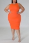 l-4xl plus size sexy slight stretch 5 colors orange slim sleeveless midi dress_Black_Red_Orange