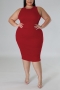l-4xl plus size sexy slight stretch 5 colors orange slim sleeveless midi dress_Black_Red