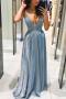 sexy elegant slight stretch 3 colors mesh spliced backless sparkling maxi dress_Rose Red_Blue