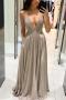 sexy elegant slight stretch 3 colors mesh spliced backless sparkling maxi dress_Rose Red_Blue_Beige