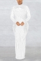 sexy plus size slight stretch mesh rhinestone tassel pearl zip-up maxi dress(with bodysuit)_Black_White