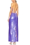 sexy elegant slight stretch sequin backless tied slit high quality maxi dress_Light Purple